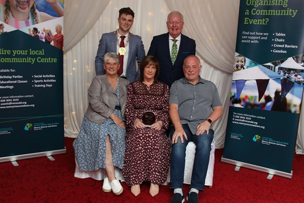 Newry, Mourne and Down District Council former Chairperson, Councillor Michael Rice with Julian Simmons and members of the Forkhill Community Association from (L to R) Philomena Treanor, Nuala Duffy who collected the lifetime achievers award on behalf of the late Marie Grant and Jimmy Duffy. Newry, Mourne and Down District Council former Chairperson, Councillor Michael Rice with Julian Simmons and members of the Forkhill Community Association from (L to R) Philomena Treanor, Nuala Duffy who collected the lifetime achievers award on behalf of the late Marie Grant and Jimmy Duffy.