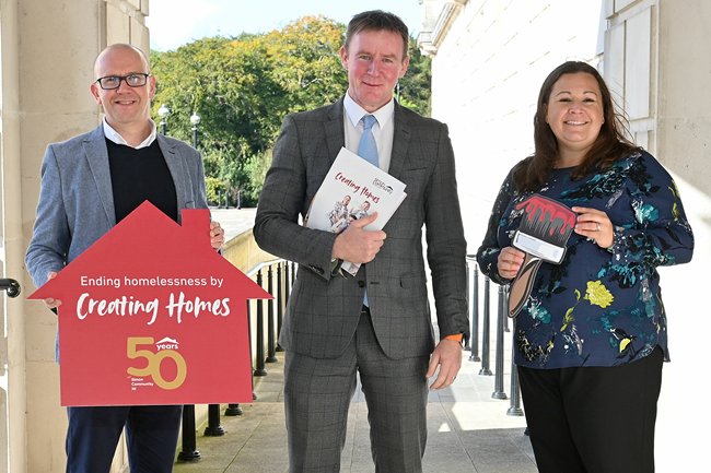 Newry and Armagh MLA Justin McNulty, centre with Jim Dennison, Simon Community Chief Executive and Kirsten Hewitt Director of Homelessness Services for Simon Community at the launch of the Creating Homes initiative. Newry and Armagh MLA Justin McNulty, centre with Jim Dennison, Simon Community Chief Executive and Kirsten Hewitt Director of Homelessness Services for Simon Community at the launch of the Creating Homes initiative.