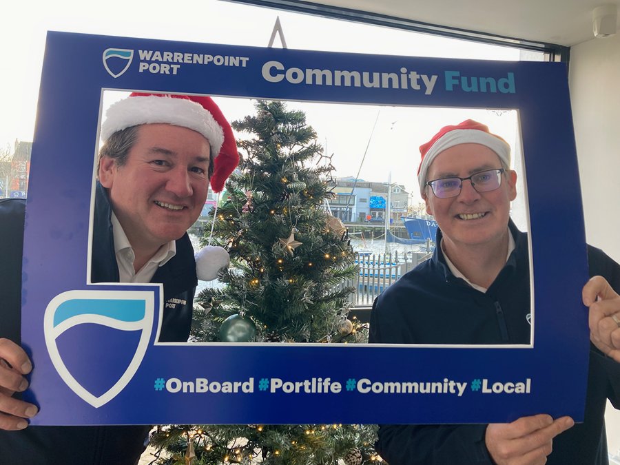 David Holmes, CEO and Kieran Grant, Finance Director, Warrenpoint Harbour Authority launch the Port's Christmas Community Fund.