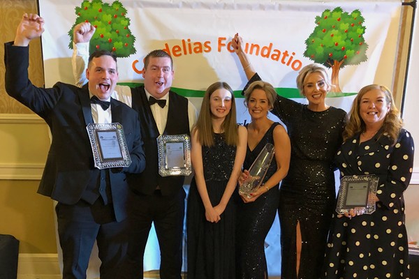 Nominees from South Armagh took time to have a joint photo with guest artist Niamh Noade. Included from left are: Niall Murray, Newtown Community Centre; Paudy Smith, Keep Er Lit; Niamh Noade; Majella Murphy and Aishling Martin, Time2Play and Ita Gibney, Newtown Community Centre.