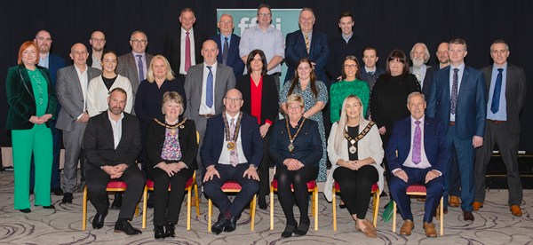 Representatives from the Full Fibre Northern Ireland Consortium, Department for Digital, Culture, Media and Sport and Fibrus, which attended the celebration event for the completion of the Local Full Fibre Network (LFFN) and Rural Gigabit Connectivity (RGC) projects at the Canal Court Hotel, Newry.