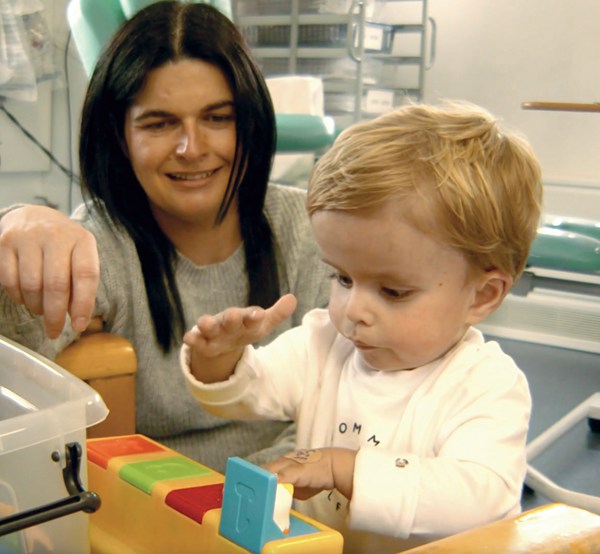 Dionne Cartmill and her son Olly at the Renal Unit at the Belfast Children’s Hospital. 