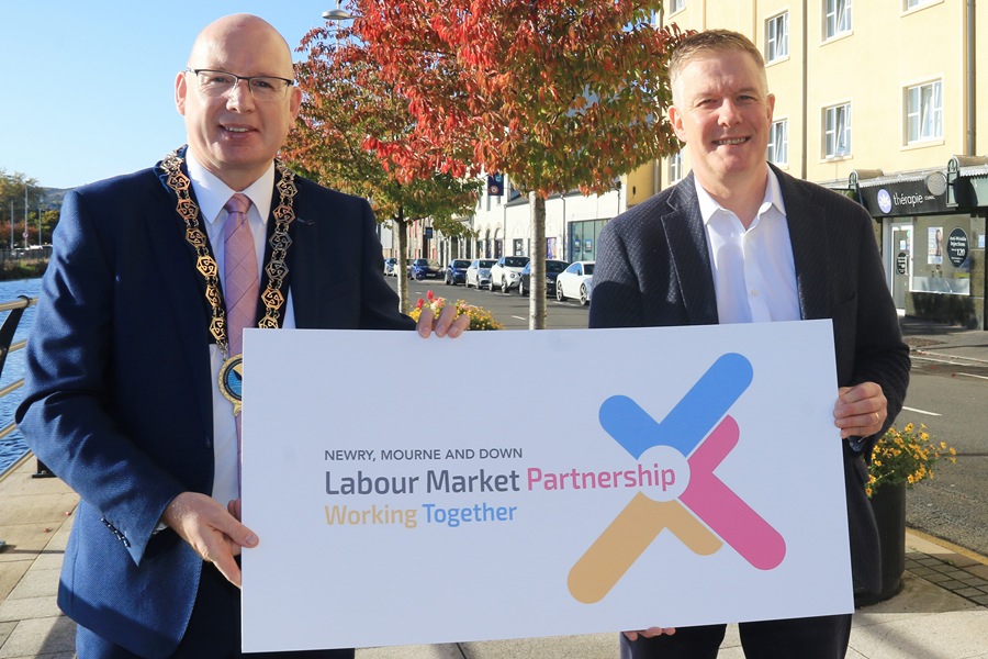 Cllr Michael Savage, Chairperson, Newry, Mourne and Down District Council with Conor Patterson, CEO, Newry and Mourne Co-Operative and Enterprise Agency.