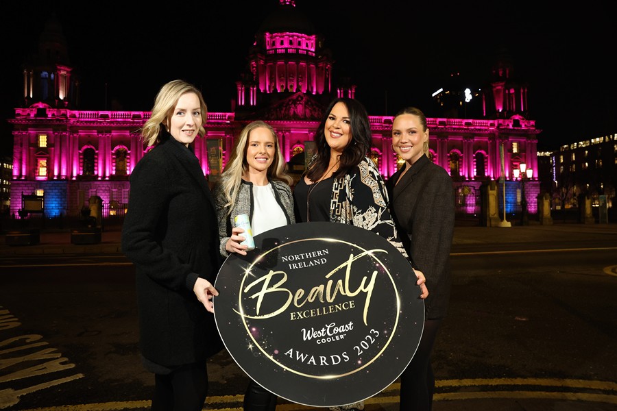 Pictured launching the 2023 NI Beauty Excellence Awards are Awards judge and skincare specialist Katrina Doran, West Coast Cooler Brand Manager Laura Shiels, MD of Weir Events Sarah Weir, and Pearl Beauty founder and judge Elanna McGowan. Photograph: Kelvin Boyes