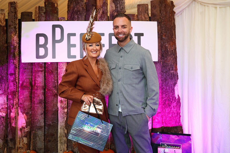 Catherine O’Connor from Camlough with the Founder of BPerfect Cosmetics, Brendan McDowell.