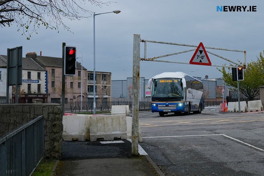 The Goldline X1 Service leaving Newry Bus Station. Photograph: Columba O'Hare/ Newry.ie 