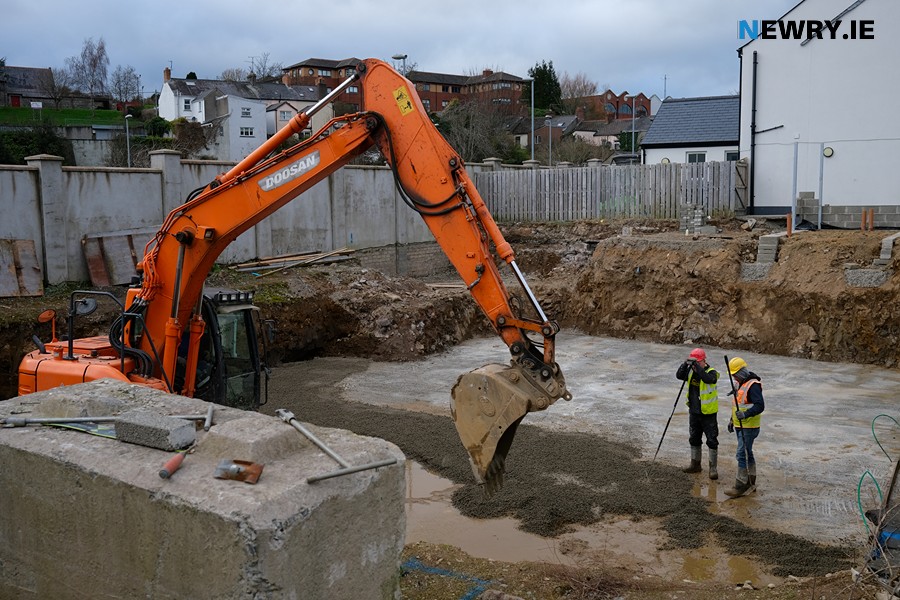 Work progresses on the former Ogle House site. Photograph: Columba O'Hare/ Newry.ie 