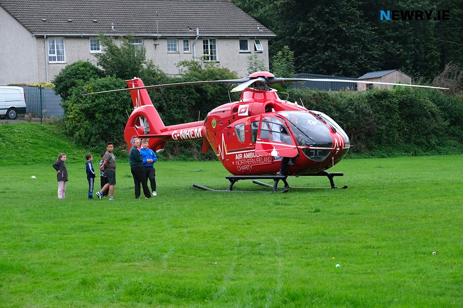 The Air Ambulance in Newry in 2021. Photograph: Columba O'Hare/ Newry.ie 