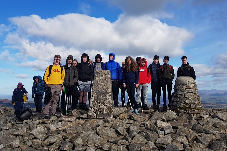 AONB Youth Rangers carrying out a litter pick on Slieve Gullion. 