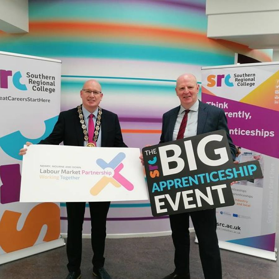 Michael Savage, Chair of Newry Mourne Down District Council pictured with Brian Doran, Principal & CEO of Southern Regional College