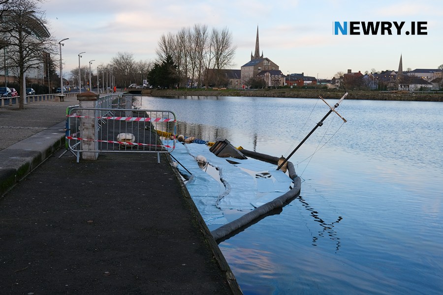 The scene at the Albert Basin today. Photograph: Columba O'Hare/ Newry.ie 