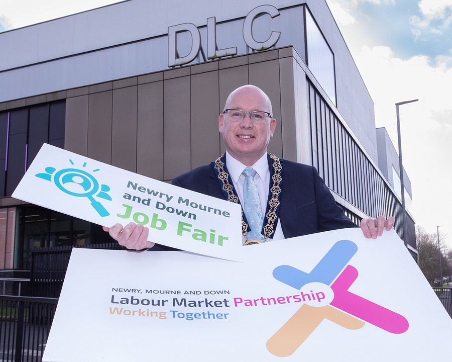  Chairperson, Cllr Michael Savage launches the Newry, Mourne and Down Job Fair which will take place at Down Leisure Centre, Downpatrick on Thursday 9 March.