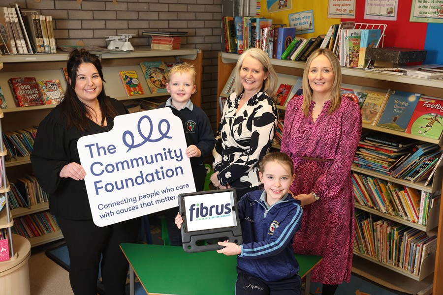 Launching the latest fundraising  are from left: Nicolette Campbell, Cillian Campbell, Linda McMillan (Fibrus), Cillian Campbell and Dawn Weir (Community Foundation NI)