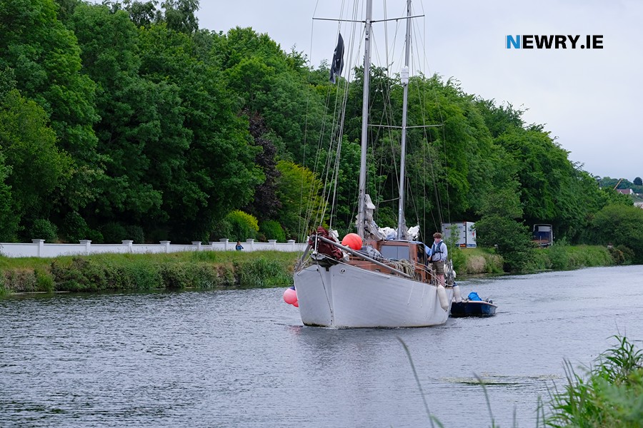 A boat going past the location of the proposed fixed bridge on Newry Ship Canal. This boat and many others would not be able to travel up the canal if the bridge is fixed. Photograph: Columba O'Hare/ Newry.ie 