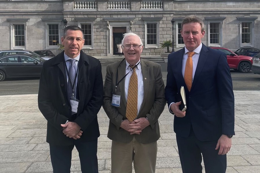 Pictured at Leinster House were from left Diarmuid Marsden, Eugene Reavey and Justin McNulty.