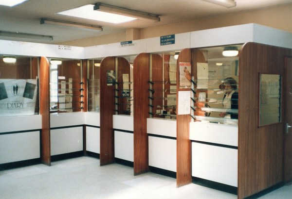 The reception area at Newry Health Centre in the 1990s. Courtesy of Dr Myles Shortall