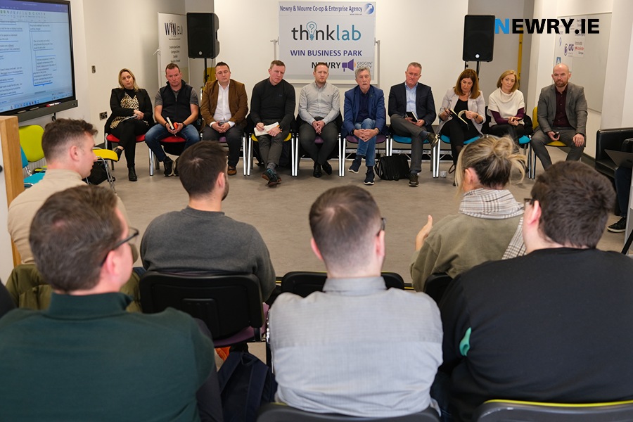 A busy Think Lab in Newry discussing the gig industry. 