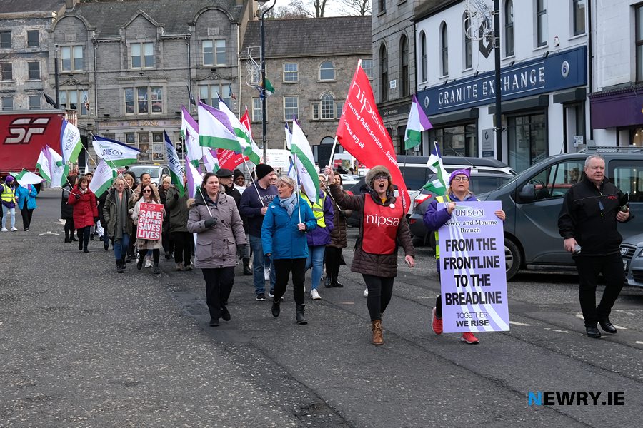 Health workers protest in Newry demanding better pay and conditions. Photograph: Columba O'Hare/ Newry.ie 