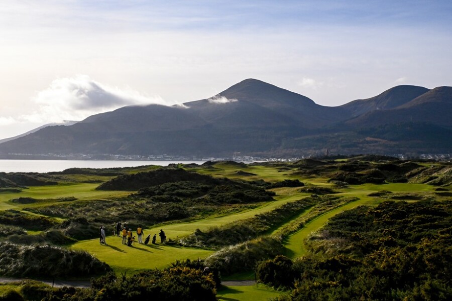 Steelers legends Alan Faneca and Santonio Holmes golf at Royal County Down Golf Club