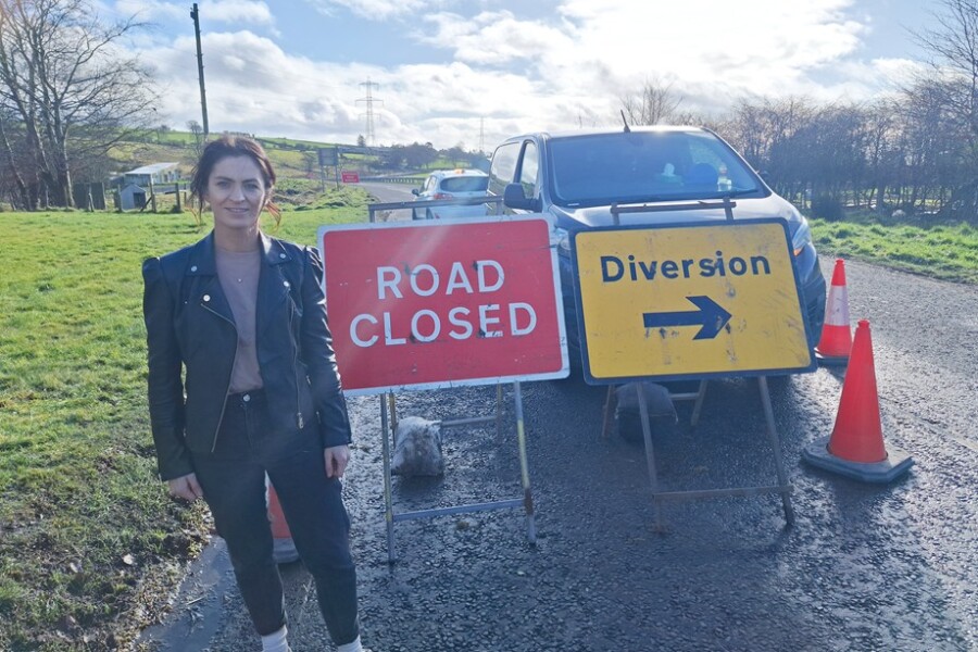 Cllr Aoife Finnegan on the Dundalk Road, Newtownhamilton.