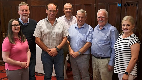 Pictured at the Guild of Agricultural Journalists of Ireland AGM in Newry were from left: Rebecca McConnell, Chairperson, northern section GAJI; Richard Halleron, immediate past President, GAJI; Simon Best, Acton House, Poyntzpass; Trevor Lockhart, CEO, Fane Valley; Prof John Gilliland, Chairman, ARC Zero Programme; Matt O'Keefe, President GAJI and Stella Meehan, Chairperson, southern section GAJI. Photograph: Columba O'Hare/ Newry.ie 