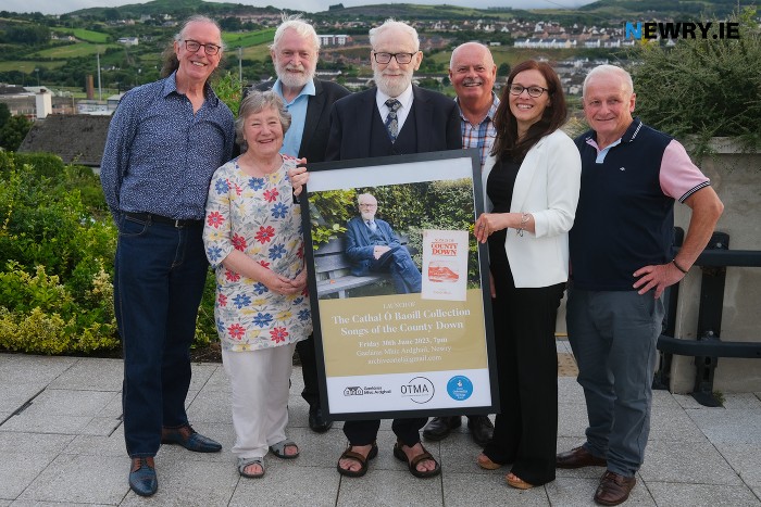 Pictured at the launch of The Oriel Traditional Music Archive in Gaeláras Mhic Ardghail. Included from left are: Donal, Nora Ó Baoill