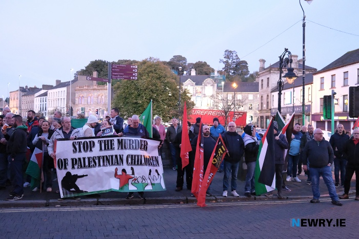 Over 100 people turned out in support of Palestine at Newry Town Hall. Photograph: Columba O'Hare/ Newry.ie  