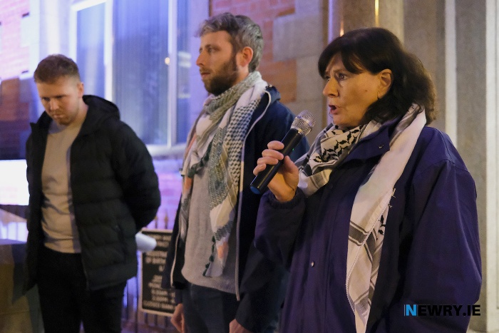 Deirdre Murphy, Unison speaking at the rally. Photograph: Columba O'Hare/ Newry.ie 
