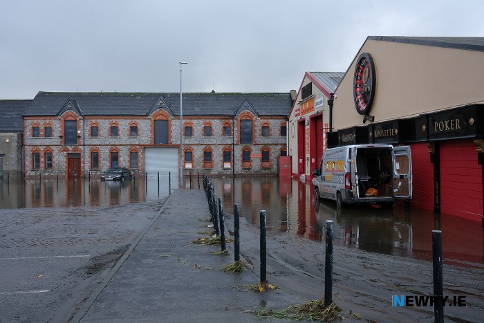Basin Walk flooding is receding. Photograph: Columba O'Hare/ Newry.ie 