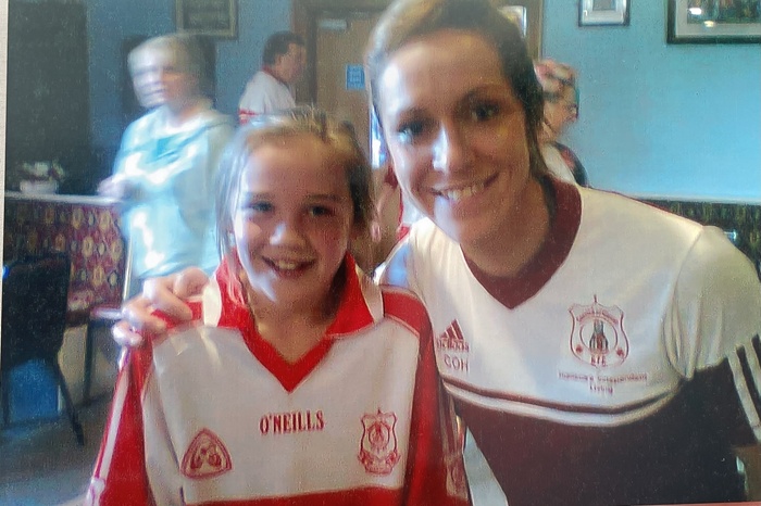 A young Caitriona O’Hagan with Caroline O’Hanlon at a club fundraiser many years ago