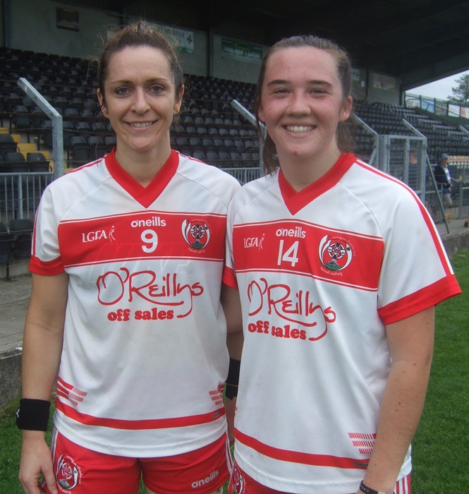 Carrickcruppen players Caitriona O’Hagan and Caroline O’Hanlon.