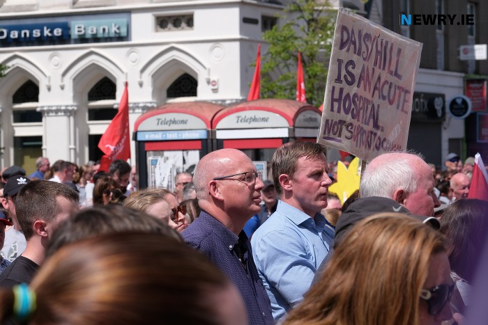 Cllr Michael Savage and Justin McNulty MLA at the rally. Photograph: Columba O'Hare/ Newry.ie