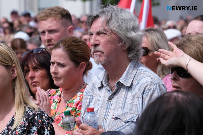 Cllr Valerie Harte, Chairperson, Newry, Mourne and Down District Council with her party colleagues at the Rally. Photograph: Columba O'Hare/ Newry.ie