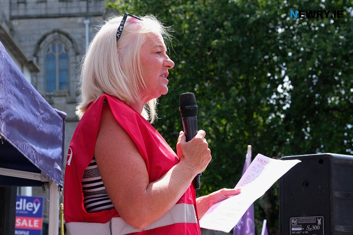 Tanya Killen, NIPSA on the podium. Photograph: Columba O'Hare/ Newry.ie