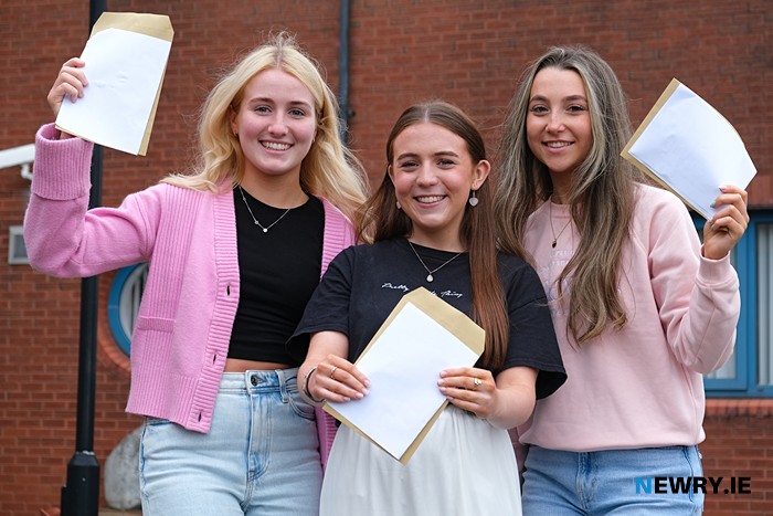 Cousins Ciara Grant, Siun Ni Choigligh and Hannah Owens celebrate their superb A Level results.