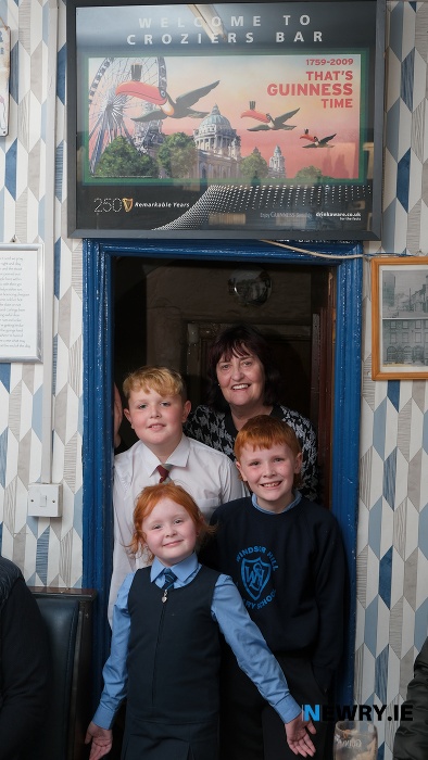 Sandra Crozier pictured with her children in the bar. Photograph: Columba O'Hare/ Newry.ie 