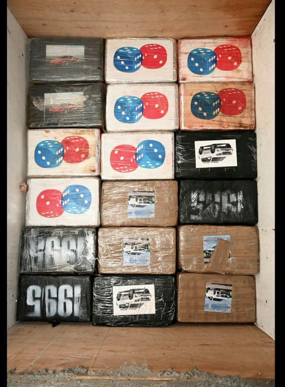 Some of the packages found in the lorry.