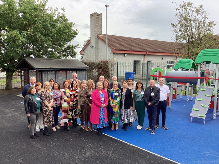 St Malachy's Nursery School staff and guests pictured at the opening of the schools new outdoor play area.