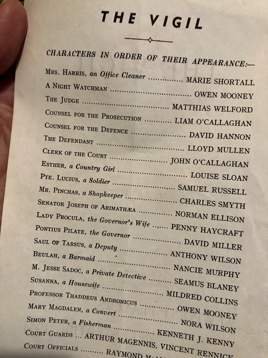 Playing Mr Pinchas in Newpoint Players production of The Vigil in 1954.