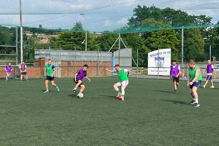 Teams playing in the Men’s Health Week 5 Aside Tournament.