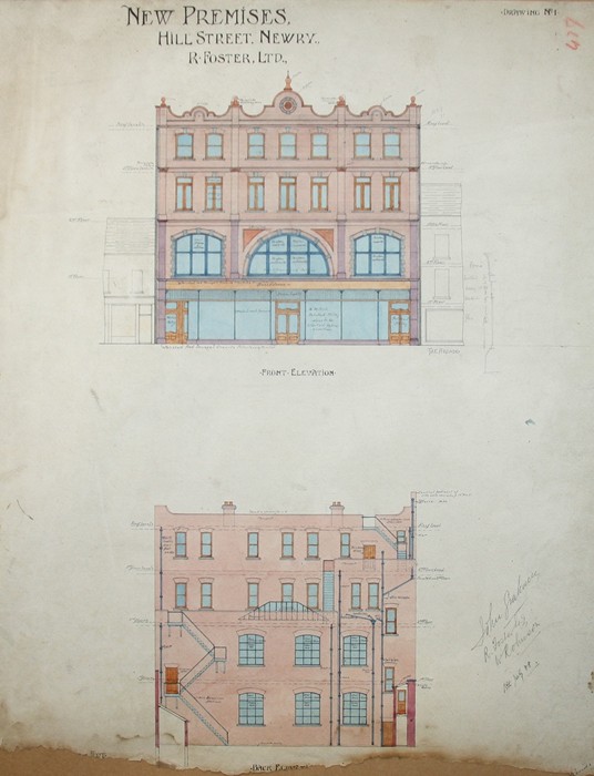 Samuel Wilson Reside was the architect of the new building for Foster’s department store erected in Hill Street in Newry in 1907. Reside Collection, Newry and Mourne Museum