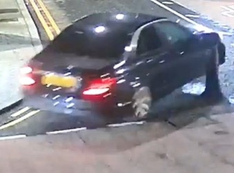 Mercedes approaches the crossroads in Meigh, and turns left onto Chapel Road.