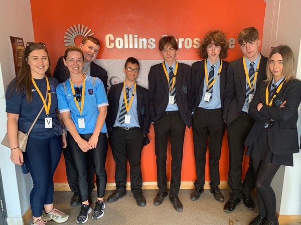 Enjoying a schools visit to Collins Aerospace in Kilkeel, which manufactures world class aircraft seating, are pupils from St Patrick’s College in Banbridge.