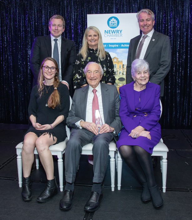 Mr Martin Naughton, winner of this year’s President’s Award, alongside his wife Carmel and family members, at Newry Chamber’s President’s Lunch which was held in the Canal Court Hotel, Newry, on Friday.