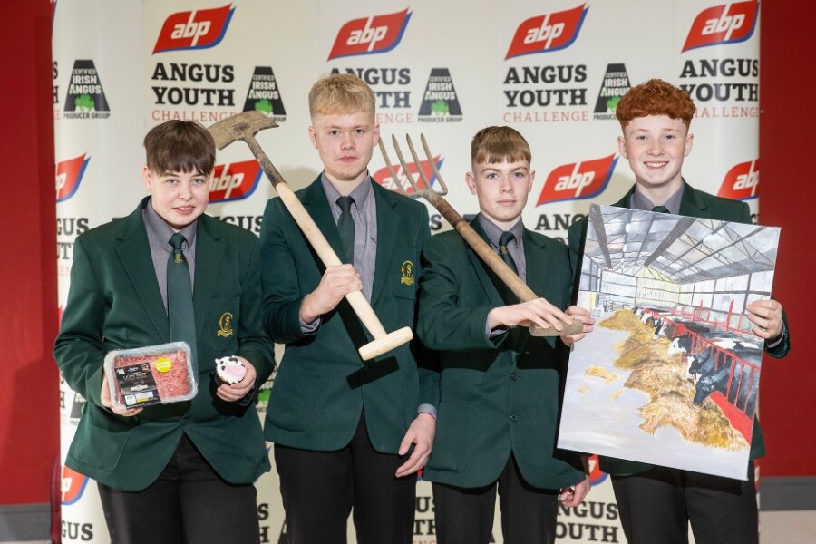 Pictured taking part in the 2023 ABP Angus Youth Challenge Exhibition for a place in the final of the competition is one of two teams from St Joseph’s High School, Crossmaglen: Ronan McGee, Anthony Boylan, Eamon Corrigan and Callum Dawson.