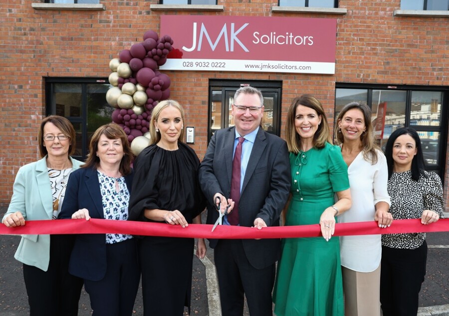 Catherine Shortt, Kathleen Hughes, Legal Services Director Olivia Meehan, Chairman Jonathan McKeown, Managing Director Maurece Hutchinson, Vanessa Leeson, Deborah Floyd at the opening of the new office.