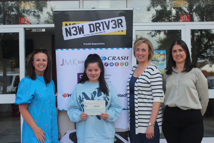 Included from left: St Paul's Vice Principal, Christine Fearon; Anna Rice; Catriona McCartan and Emma Duffy New Driver NI.