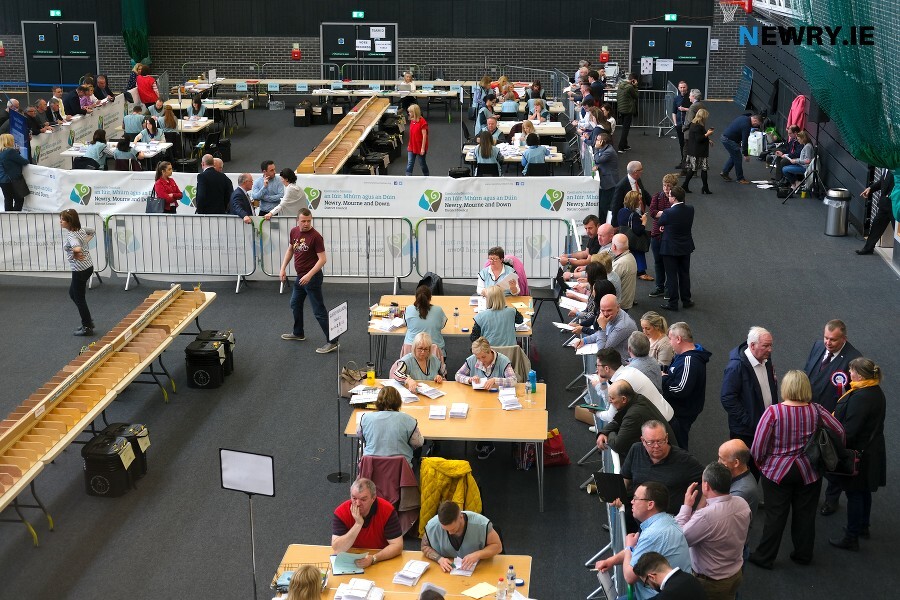 Counting begins in Newry after the 2019 elections. Photograph: Columba O'Hare/ Newry.ie 
