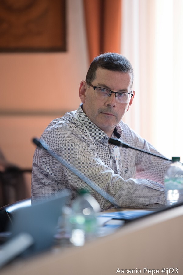 Columba O'Hare speaking at the International Journalism Festival in Perugia. Photograph: Ascanio Pepe