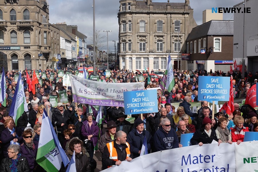 A Save Daisy Hill Stroke Services rally back in 2015 at Marcus Square in Newry. Photograph: Columba O'Hare/ Newry.ie 